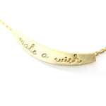 Make a Wish Engraved Minimal Bar Lucky Charm Necklace in Gold | DOTOLY | DOTOLY