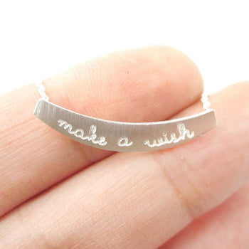 Make a Wish Engraved Minimal Bar Lucky Charm Necklace in Silver | DOTOLY | DOTOLY