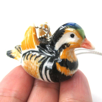 Mandarin Duck Bird Porcelain Ceramic Animal Pendant Necklace | Handmade | DOTOLY