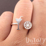 Margarita and Lime Tequila Girls Just Want to Have Fun Adjustable Ring in Silver | DOTOLY