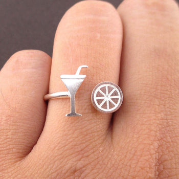 Margarita and Lime Tequila Girls Just Want to Have Fun Adjustable Ring in Silver | DOTOLY