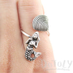 Mermaid and Seashell Wrap Around Adjustable Ring in Silver | DOTOLY | DOTOLY