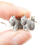 Mini Schnauzer Puppy Dog Shaped Porcelain Ceramic Animal Dangle Earrings | Handmade | DOTOLY