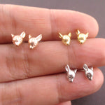 3D Miniature Deer Doe Head Shaped Animal Taxidermy Stud Earrings