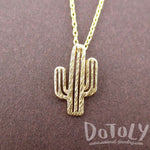 Miniature Arroyo Cactus Shaped Desert Themed Charm Necklace in Gold | DOTOLY | DOTOLY