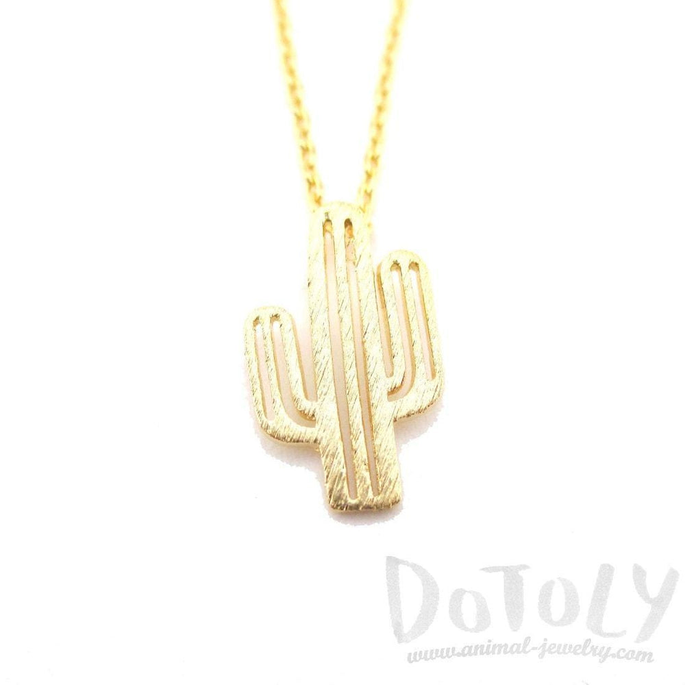 Miniature Arroyo Cactus Shaped Desert Themed Charm Necklace in Gold | DOTOLY | DOTOLY