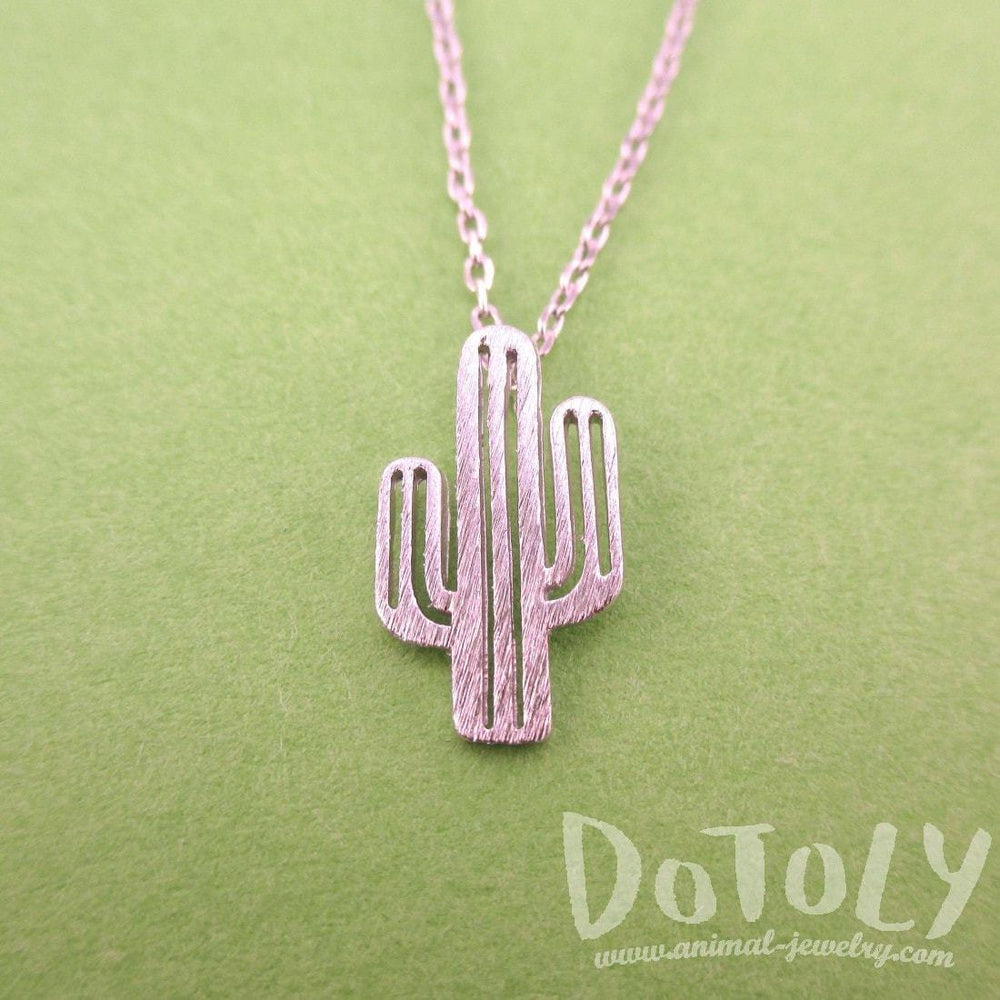 Miniature Arroyo Cactus Shaped Desert Themed Charm Necklace in Silver | DOTOLY | DOTOLY