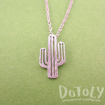 Miniature Arroyo Cactus Shaped Desert Themed Charm Necklace in Silver | DOTOLY | DOTOLY