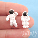 Miniature Astronauts Shaped Space Themed Stud Earrings in White | DOTOLY | DOTOLY