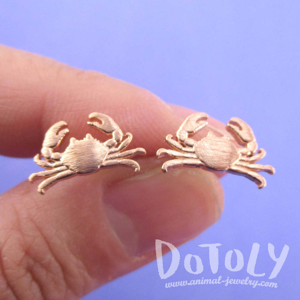 Miniature Crab Shaped Sea Inspired Stud Earrings in Rose Gold