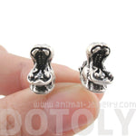 Miniature Hippo Shaped Realistic Stud Earrings in Silver | Animal Jewelry | DOTOLY