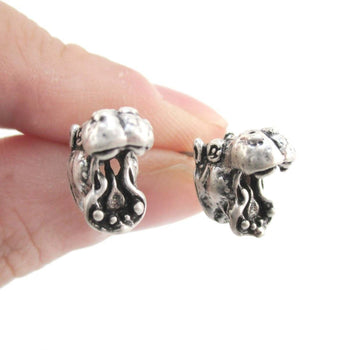 Miniature Hippo Shaped Realistic Stud Earrings in Silver | Animal Jewelry | DOTOLY