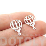 Miniature Hot Air Balloon Outline Cut Out Shaped Stud Earrings in Silver | DOTOLY | DOTOLY