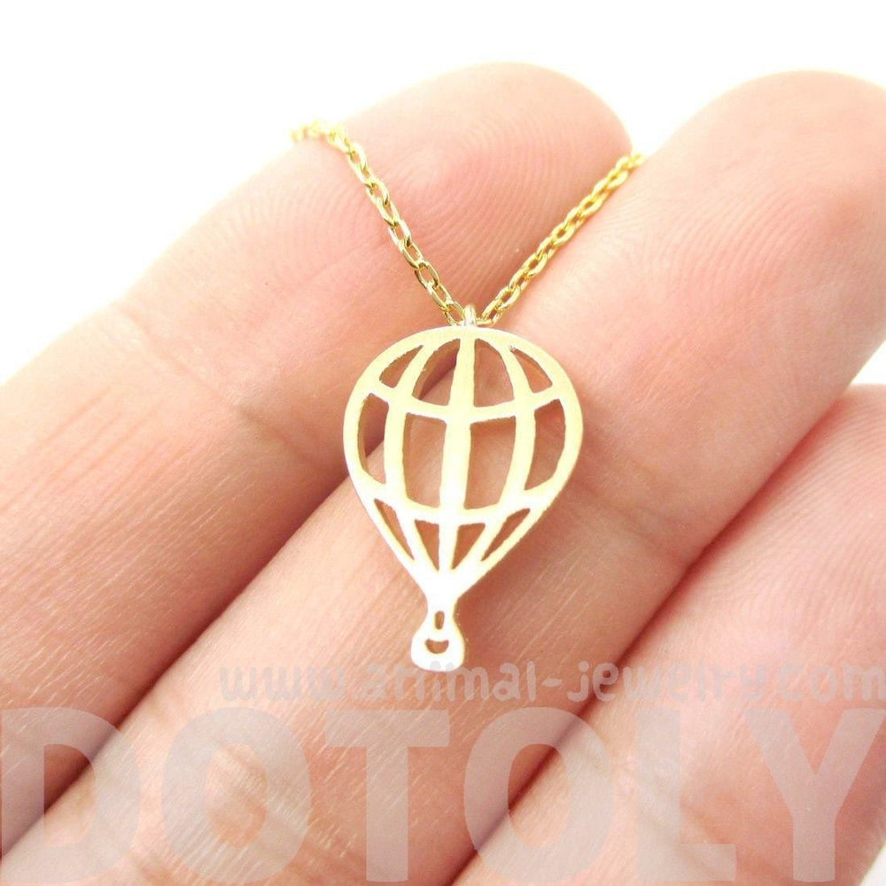 Miniature Hot Air Balloon Shaped Cut Out Charm Necklace in Gold | DOTOLY | DOTOLY