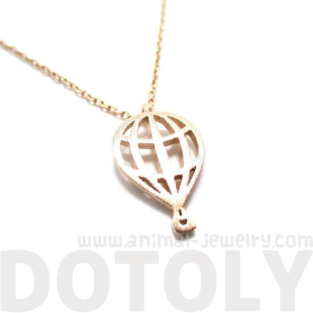 Miniature Hot Air Balloon Shaped Cut Out Charm Necklace in Rose Gold | DOTOLY | DOTOLY