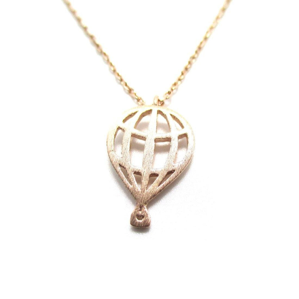 Miniature Hot Air Balloon Shaped Cut Out Charm Necklace in Rose Gold | DOTOLY | DOTOLY