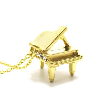 Miniature Music Realistic Grand Piano Pendant Necklace in Gold | DOTOLY