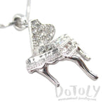 Miniature Piano Shaped Pendant Necklace in Silver for Music Lovers