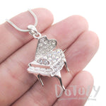 Miniature Piano Shaped Pendant Necklace in Silver for Music Lovers