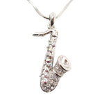 Miniature Saxophone Pendant Necklace in Silver for Music Lovers