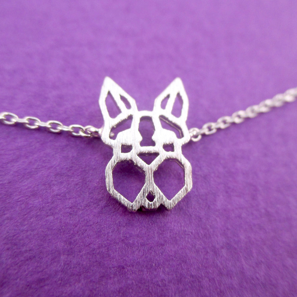 Miniature Schnauzer Dog Face Outline Shaped Pendant Necklace
