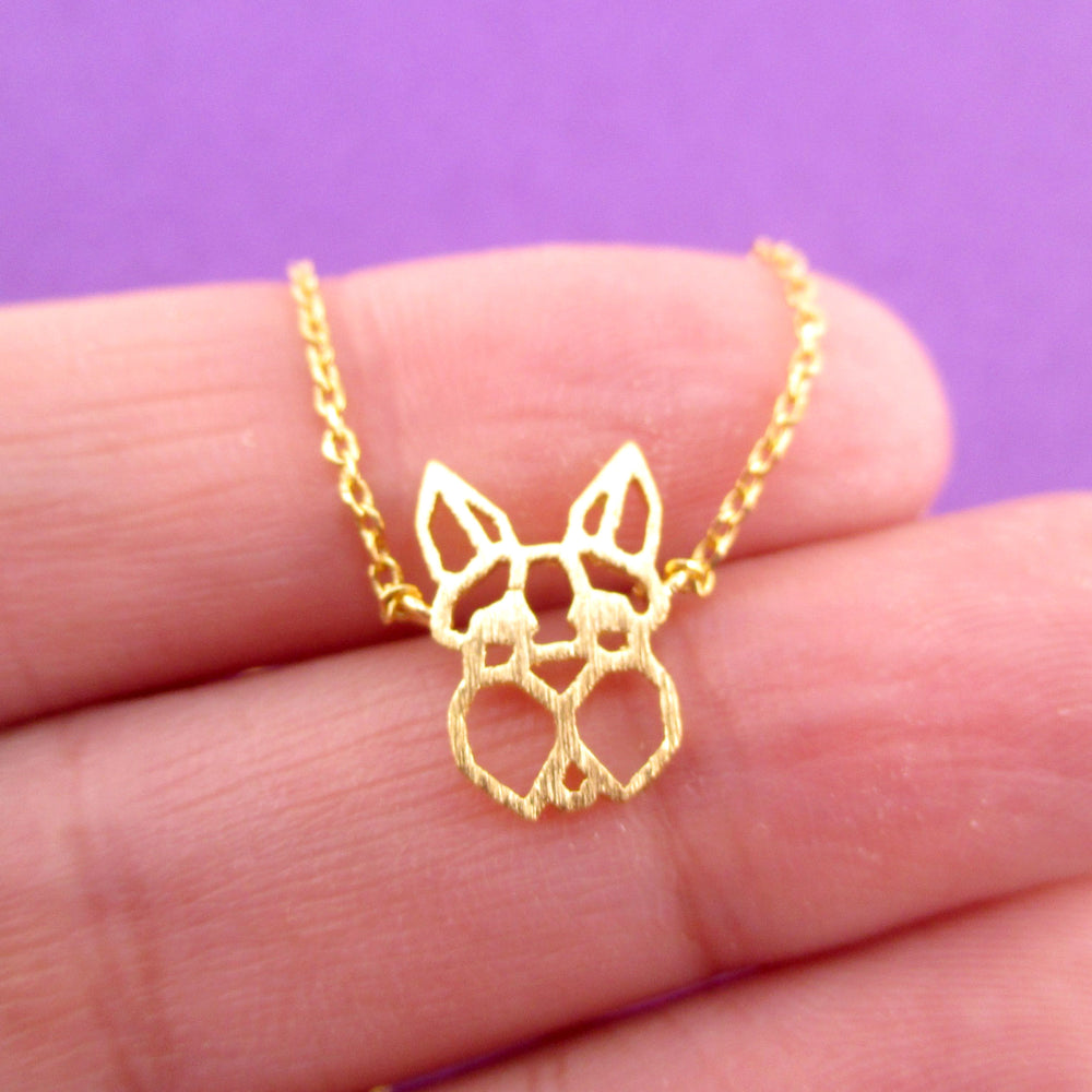 Miniature Schnauzer Dog Face Outline Shaped Pendant Necklace