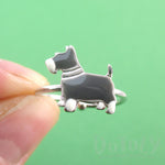 Miniature Schnauzer Dog Shaped Adjustable Ring in Silver | DOTOLY