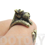 Miniature Schnauzer Dog Shaped Animal Wrap Ring in Brass | US Sizes 5 to 9 | DOTOLY