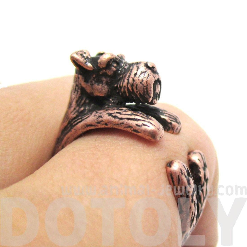 Miniature Schnauzer Dog Shaped Animal Wrap Ring in Copper | US Sizes 5 to 9 | DOTOLY