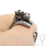 Miniature Schnauzer Dog Shaped Animal Wrap Ring in Silver | US Sizes 5 to 9 | DOTOLY