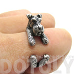 Miniature Schnauzer Dog Shaped Animal Wrap Ring in Silver | US Sizes 5 to 9 | DOTOLY