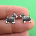 Miniature Schnauzer Dog Shaped Stud Earrings in Silver for Dog Lovers