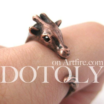 Mother Giraffe Animal Wrap Around Ring in Copper - Sizes 4 to 9 Available | DOTOLY