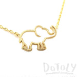 Minimal Baby Elephant Outline Shaped Pendant Necklace in Gold | Animal Jewelry | DOTOLY