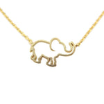 Minimal Baby Elephant Outline Shaped Pendant Necklace in Gold | Animal Jewelry | DOTOLY