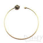 Minimal Bangle Bracelet Cuff with Lion Head Detail in Brass | Animal Jewelry | DOTOLY
