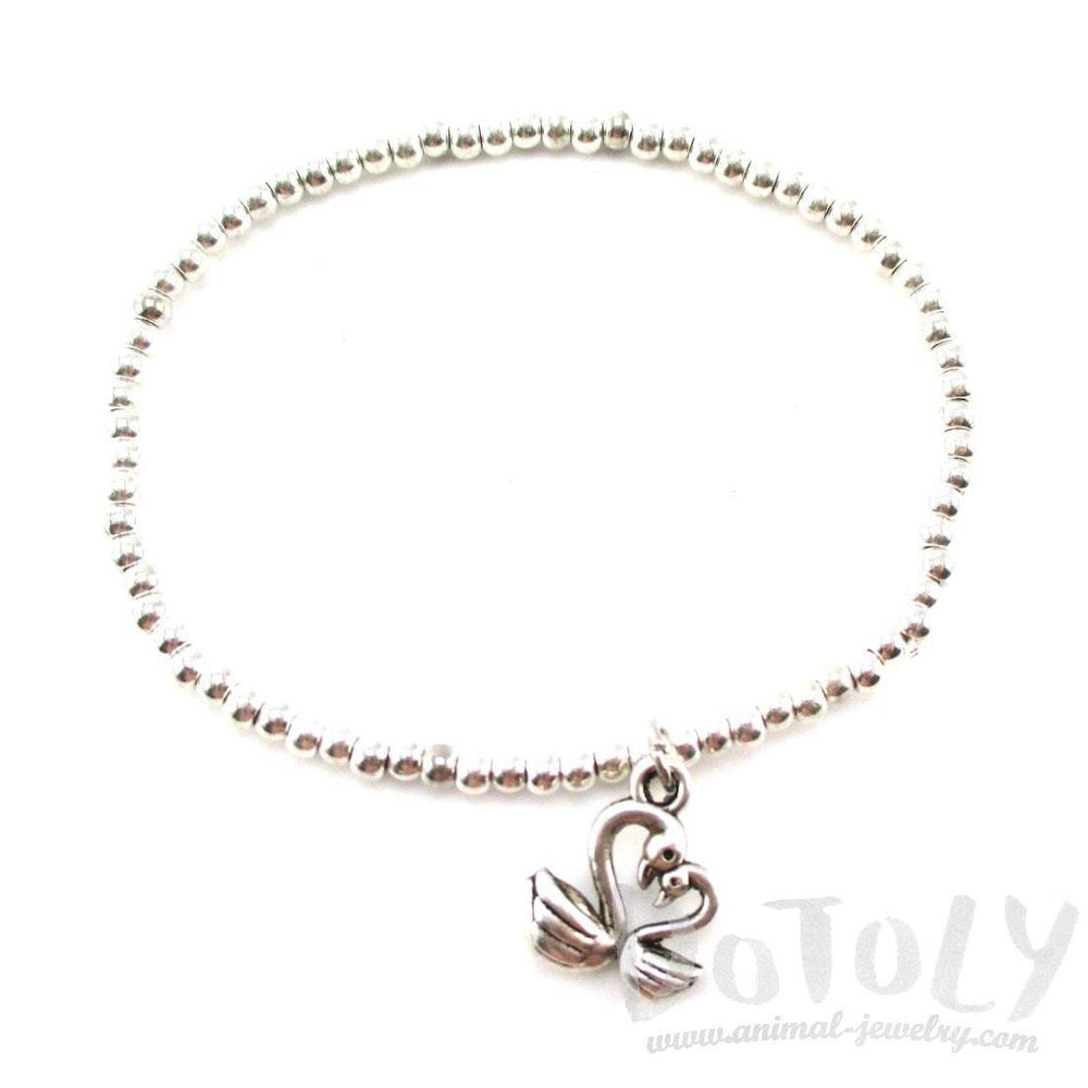 Minimal Beaded Stretchy Bracelet with Love Bird Swan Shaped Charm | DOTOLY | DOTOLY