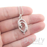 Minimal Coiled Snake Charm Necklace in Silver with Rhinestones