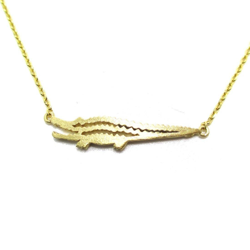 Minimal Crocodile Alligator Shaped Charm Necklace in Gold | DOTOLY | DOTOLY