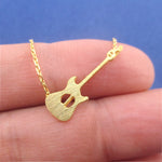 Electric Bass Guitar Silhouette Shaped Musical Pendant Necklace