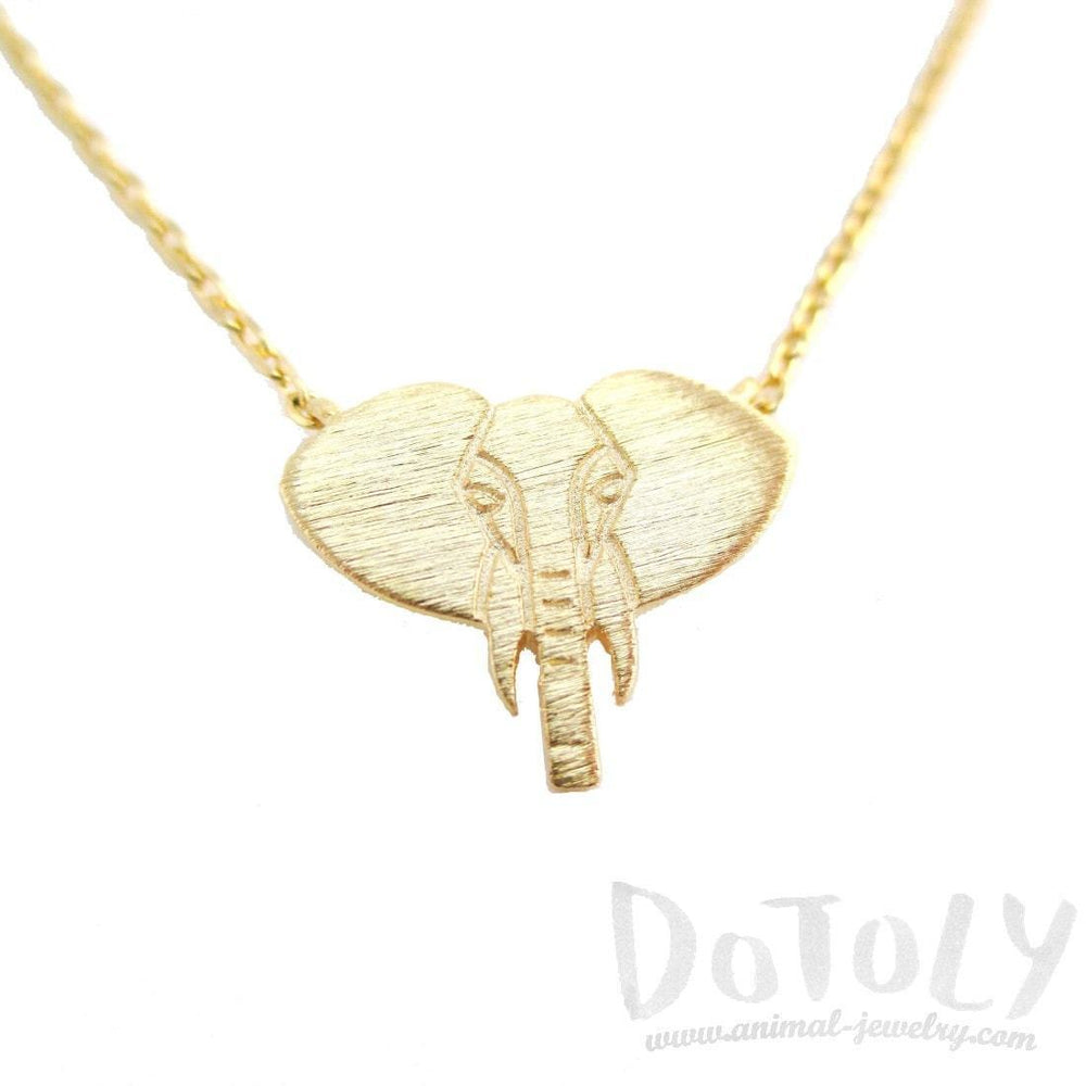 Minimal Elephant Face Shaped Charm Necklace in Gold | Animal Jewelry | DOTOLY