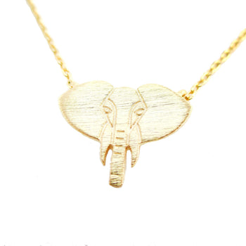 Minimal Elephant Face Shaped Charm Necklace in Gold | Animal Jewelry | DOTOLY