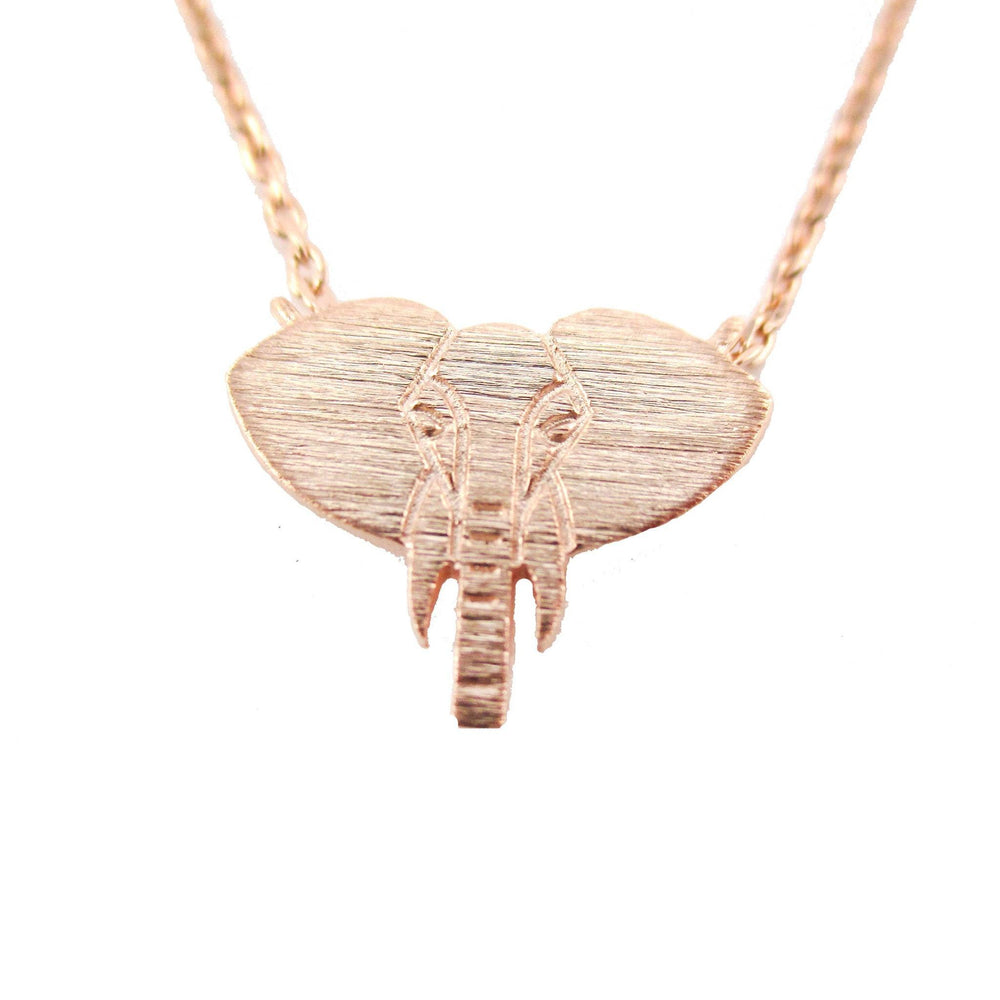 Minimal Elephant Face Shaped Charm Necklace in Rose Gold | DOTOLY