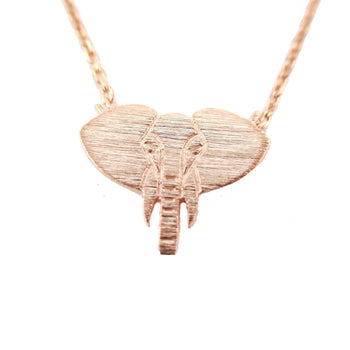 Minimal Elephant Face Shaped Charm Necklace in Rose Gold | Animal Jewelry | DOTOLY
