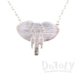 Minimal Elephant Face Shaped Charm Necklace in Silver | Animal Jewelry | DOTOLY