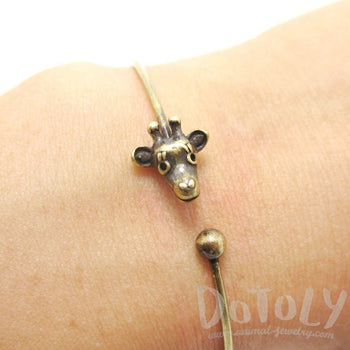 Minimal Giraffe Bangle Bracelet Cuff in Brass | Animal Jewelry | DOTOLY