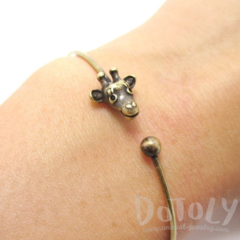 Minimal Giraffe Bangle Bracelet Cuff in Brass | Animal Jewelry | DOTOLY