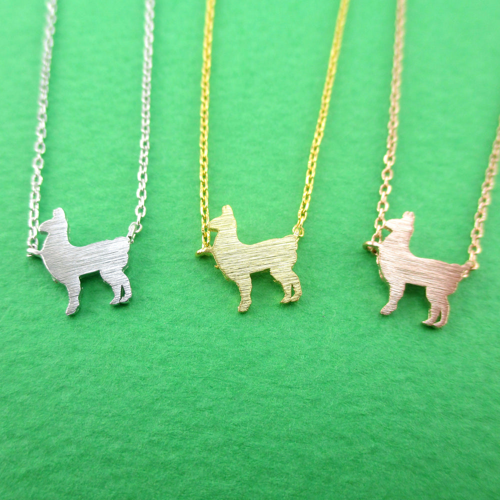 Minimal Llama Alpaca Shaped Silhouette Pendant Necklace | DOTOLY