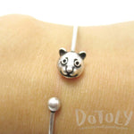 Minimal Panda Bear Charm Bangle Bracelet Cuff in Silver | Animal Jewelry | DOTOLY