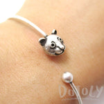 Minimal Panda Bear Charm Bangle Bracelet Cuff in Silver | Animal Jewelry | DOTOLY